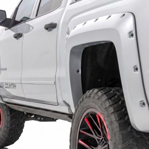 Rough Country Pocket Fender Flares 6’7″ & 8′ Bed GAN Silver Ice Metallic Chevy Silverado 1500 (14-18)/2500HD