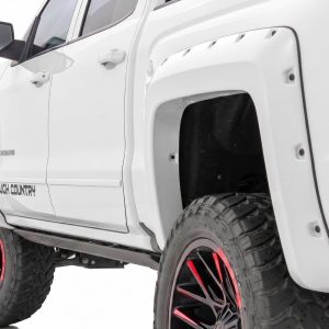 Rough Country Pocket Fender Flares 6’7″ & 8′ Bed GAZ Summit White Chevy Silverado 1500 (14-18)/2500HD (15-19)