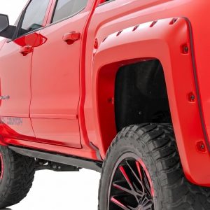 Rough Country Pocket Fender Flares 6’7″ & 8′ Bed GCN Victory Red Chevy Silverado 1500 (14-18)/2500HD