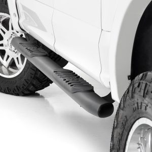 Rough Country Oval Nerf Step Crew Cab Black Ford F-150/Lightning/F-250/F-350/Raptor (15-26)