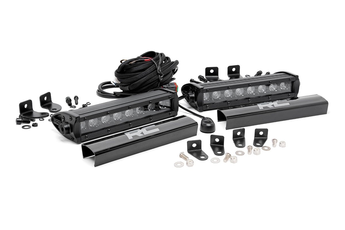 Rough Country LED Light Kit Grille Mount 8″ Black Pair Ford F-250 Super Duty (17-19)