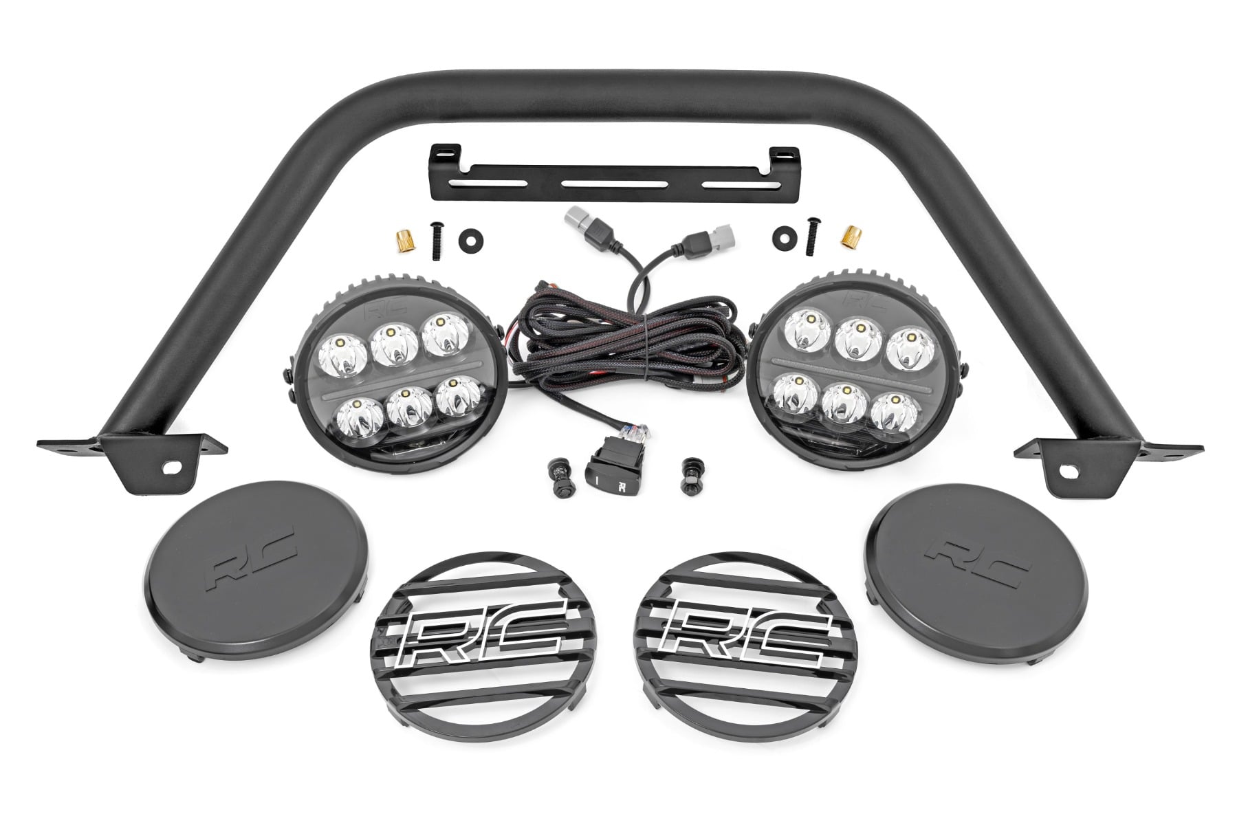 Rough Country Safari Bar 6.5 Inch Round LED OE Modular Steel Ford Bronco 4WD (21-26)