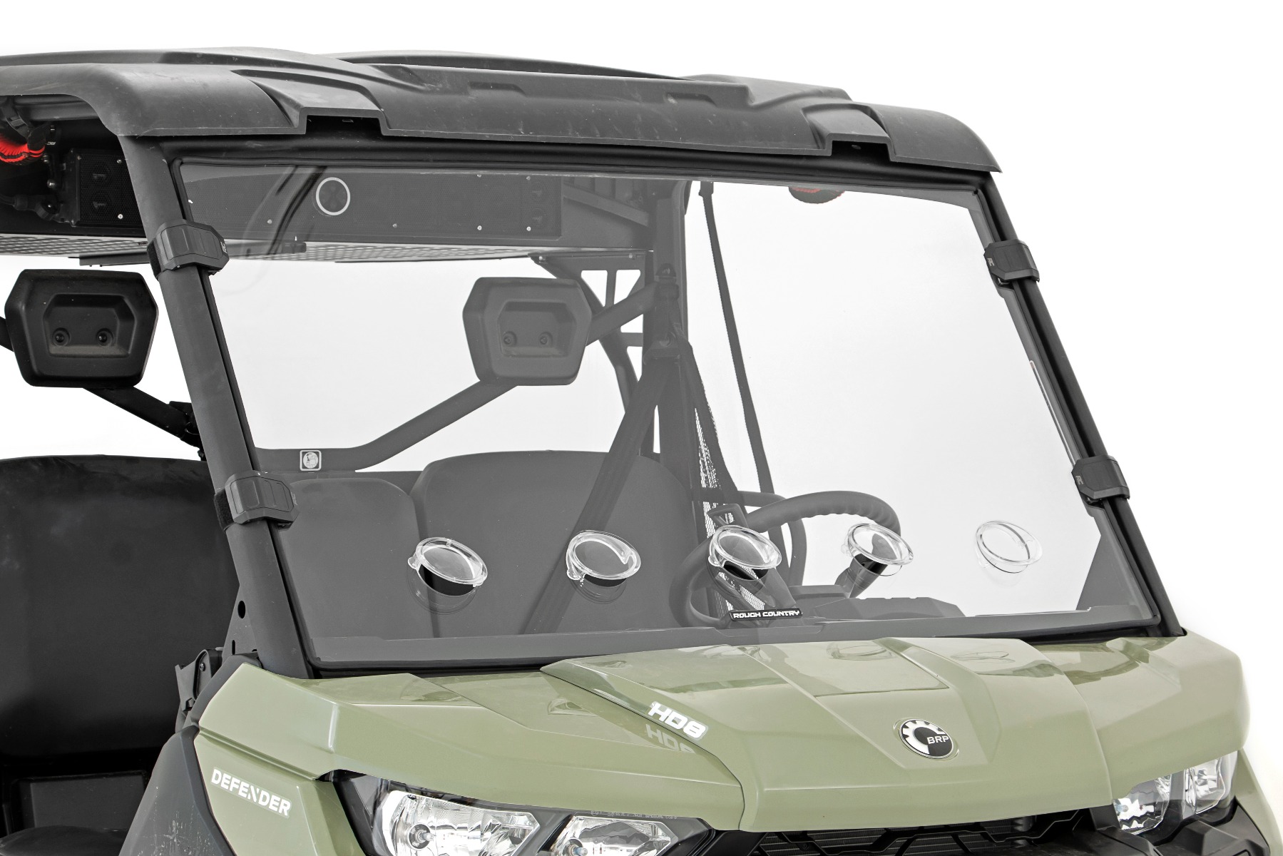 Rough Country Vented Full Windshield Scratch Resistant Can-Am Defender HD 5/HD 8/HD 9/HD 10
