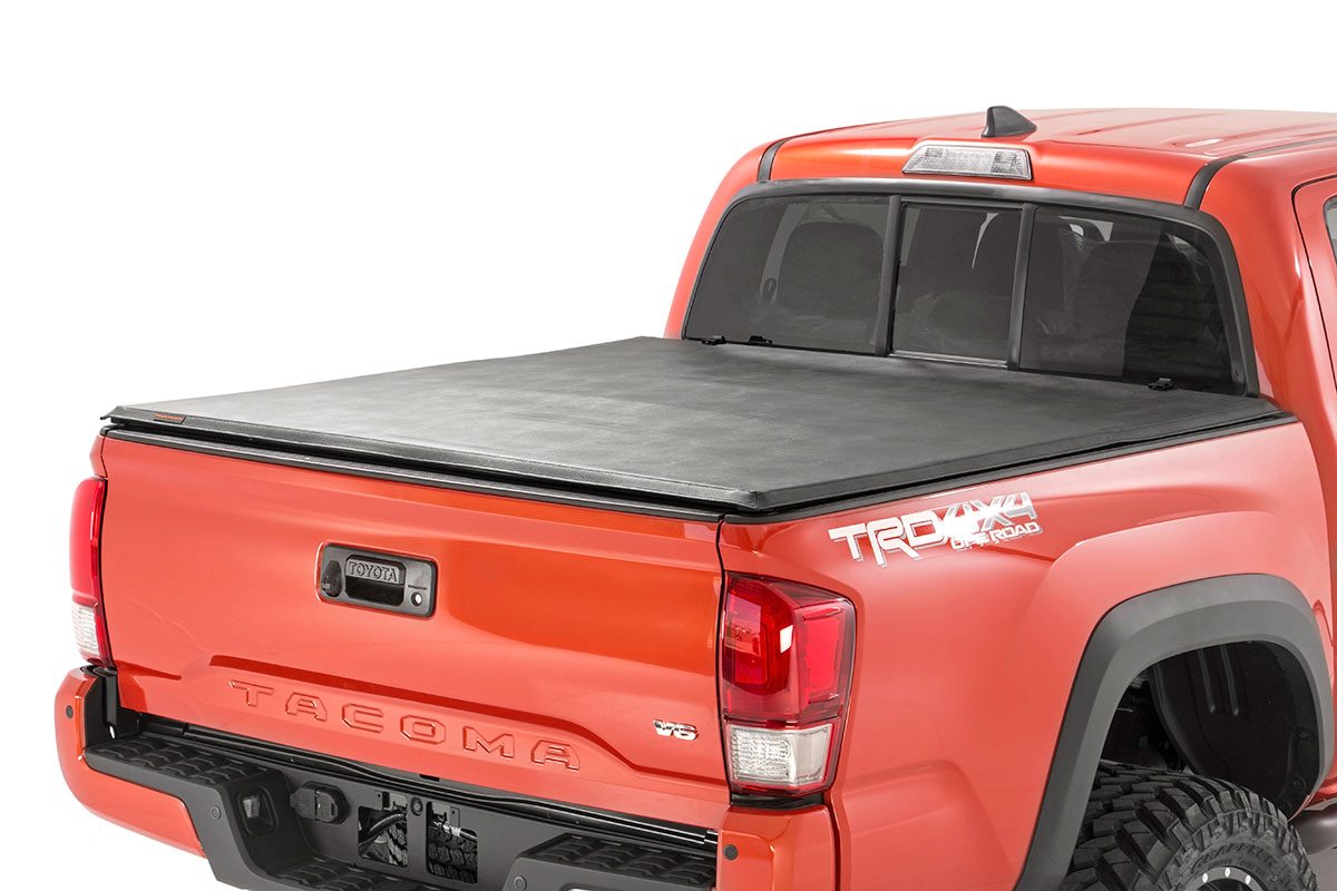 Rough Country Soft Tri-Fold Bed Cover 5′ Bed Dbl Cab Toyota Tacoma 2WD/4WD (16-23)
