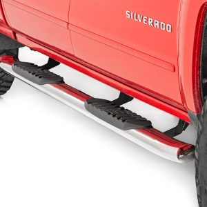 Rough Country Oval Nerf Steps Stainless Crew Cab DEF Tank Chevy/GMC 1500/2500HD/3500HD (07-19 & Classic)