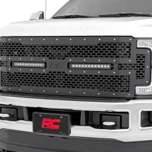 Rough Country Mesh Grille 12″ Dual Row LED Black Ford F-250/F-350 Super Duty (17-19)
