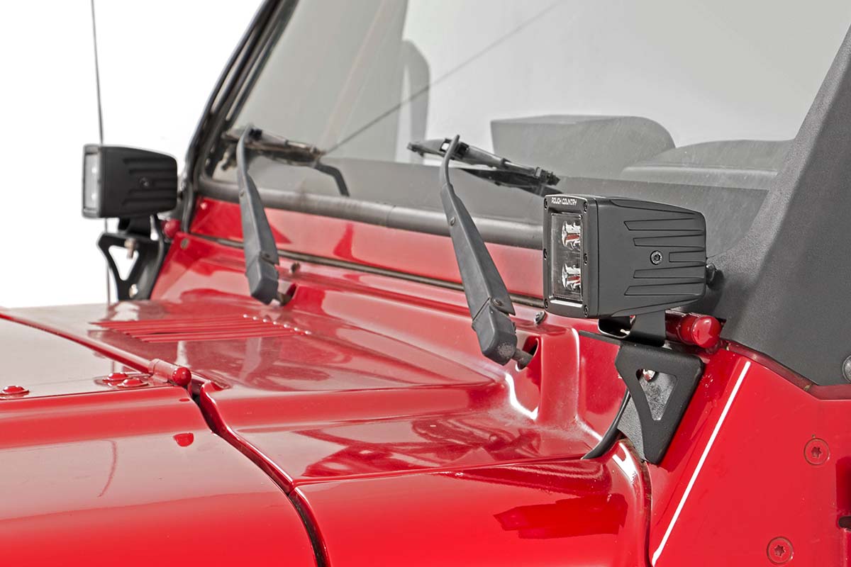 Rough Country Light Mounts Lower Windshield Jeep Wrangler TJ (97-06)/Wrangler Unlimited (04-06)