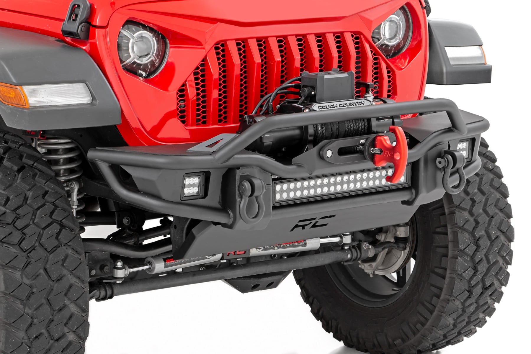 Rough Country Front Winch Bumper Tubular Skid Plate Jeep Gladiator JT/Wrangler JK & JL/Wrangler Unlimited