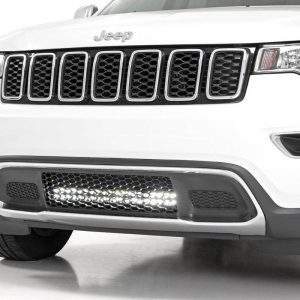 Rough Country LED Light Kit Bumper Mount 20″ Black Dual Row White DRL Jeep Grand Cherokee WK2 (11-20)