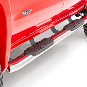 Rough Country Oval Nerf Steps Stainless Crew Cab Chevy/GMC 1500/2500HD/3500HD (19-26)
