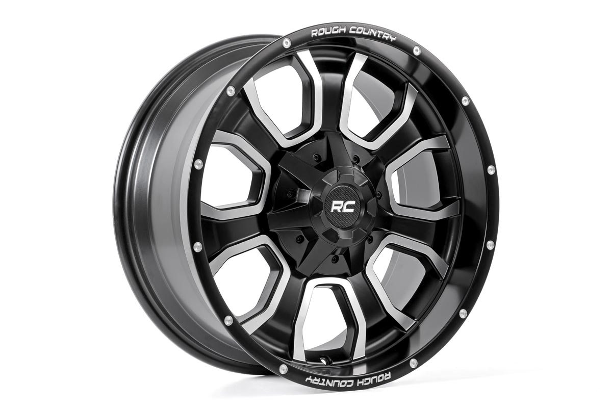Rough Country 93 Series Wheel One-Piece Machined Black 20x10 6x5.5/6x135 -18mm