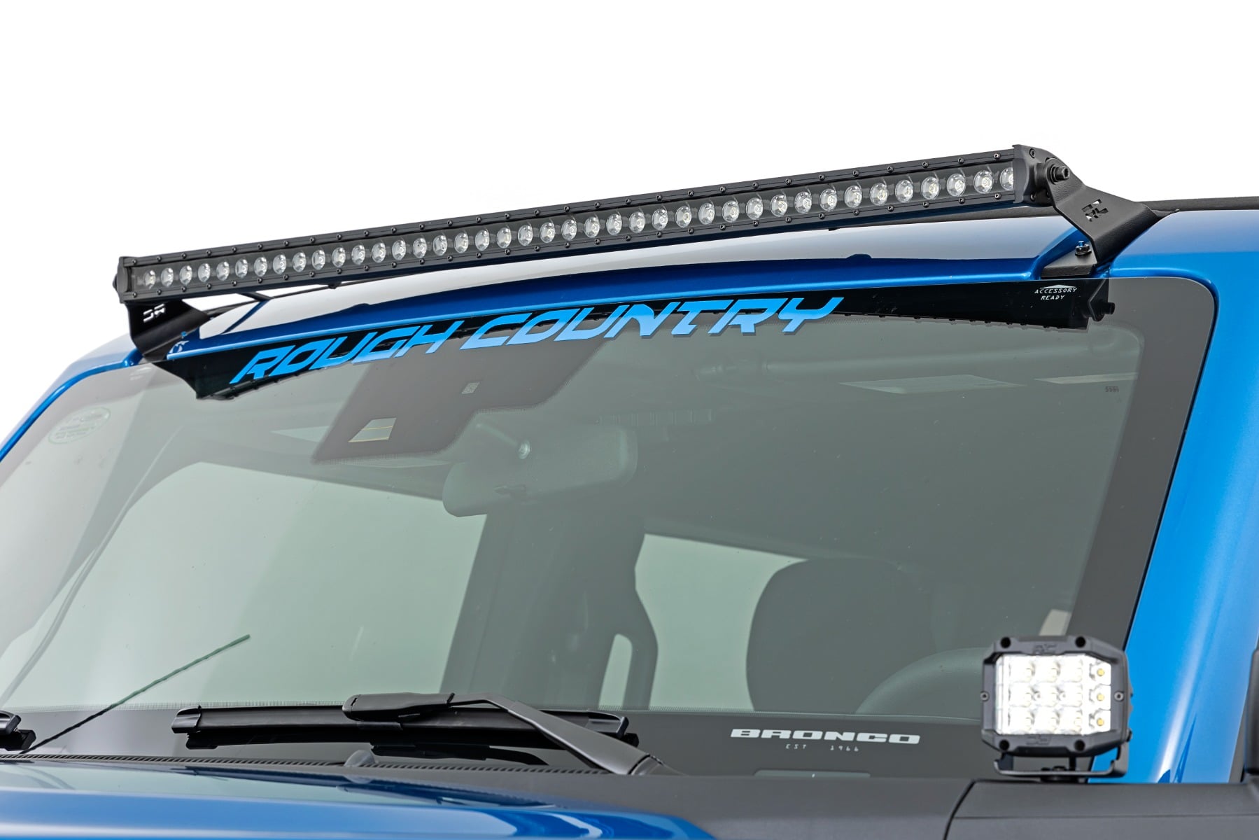 Rough Country LED Light Kit Upper Windshield 40″ Black Single Row Ford Bronco (21-26)