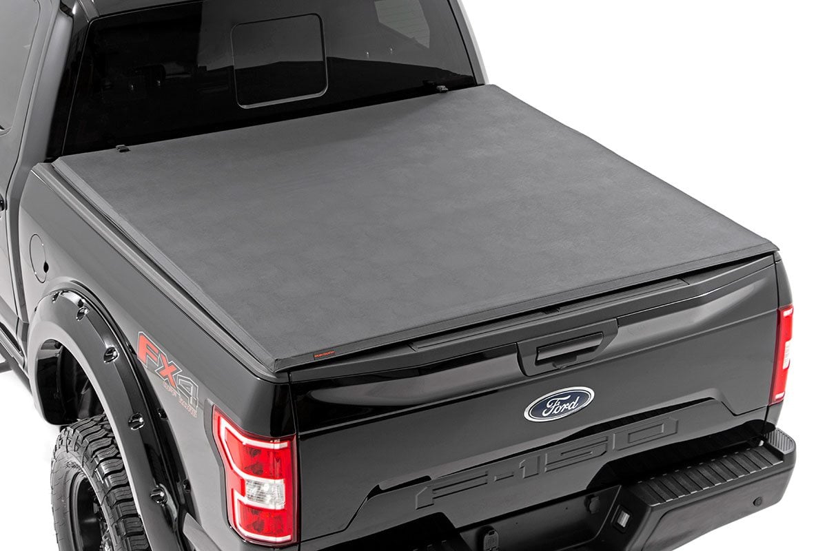 Rough Country Soft Tri-Fold Bed Cover 5’7″ Bed Ford F-150 (15-20)/Raptor (17-20)