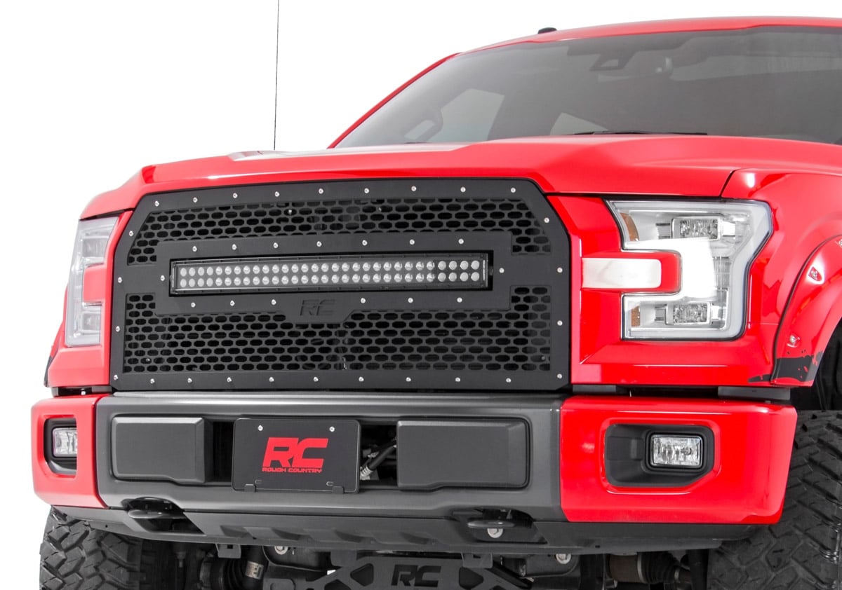Rough Country Mesh Grille 30″ Dual Row LED Black Ford F-150 2WD/4WD (2015-2017)