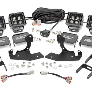 Rough Country LED Light Kit Fog Mount 2″ Black Pair Amber DRL Chevy Silverado 2500 HD/3500 HD (11-14)