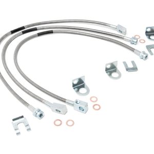 Rough Country Jeep Front & Rear Stainless Steel Brake Lines 4-6in Lifts (XJ/YJ/TJ)