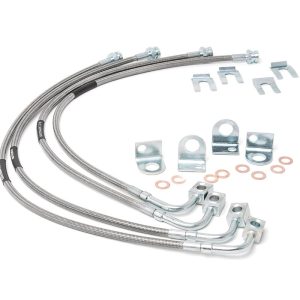 Rough Country Brake Lines Stainless FR & RR 4-6 Inch Lift Jeep Wrangler JK/Wrangler Unlimited (07-18)