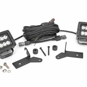 Rough Country LED Light Kit Hinge Mount 2″ Black Pair Jeep Gladiator JT/Wrangler JL (18-26)