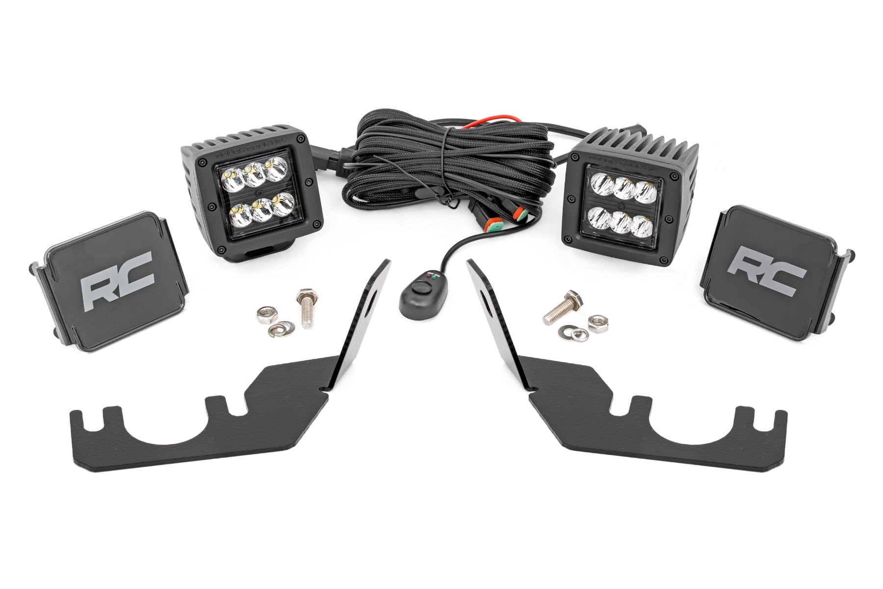 Rough Country LED Light Rear Mount 2″ Black Pair Spot Kawasaki Teryx 4 1000/Teryx 800