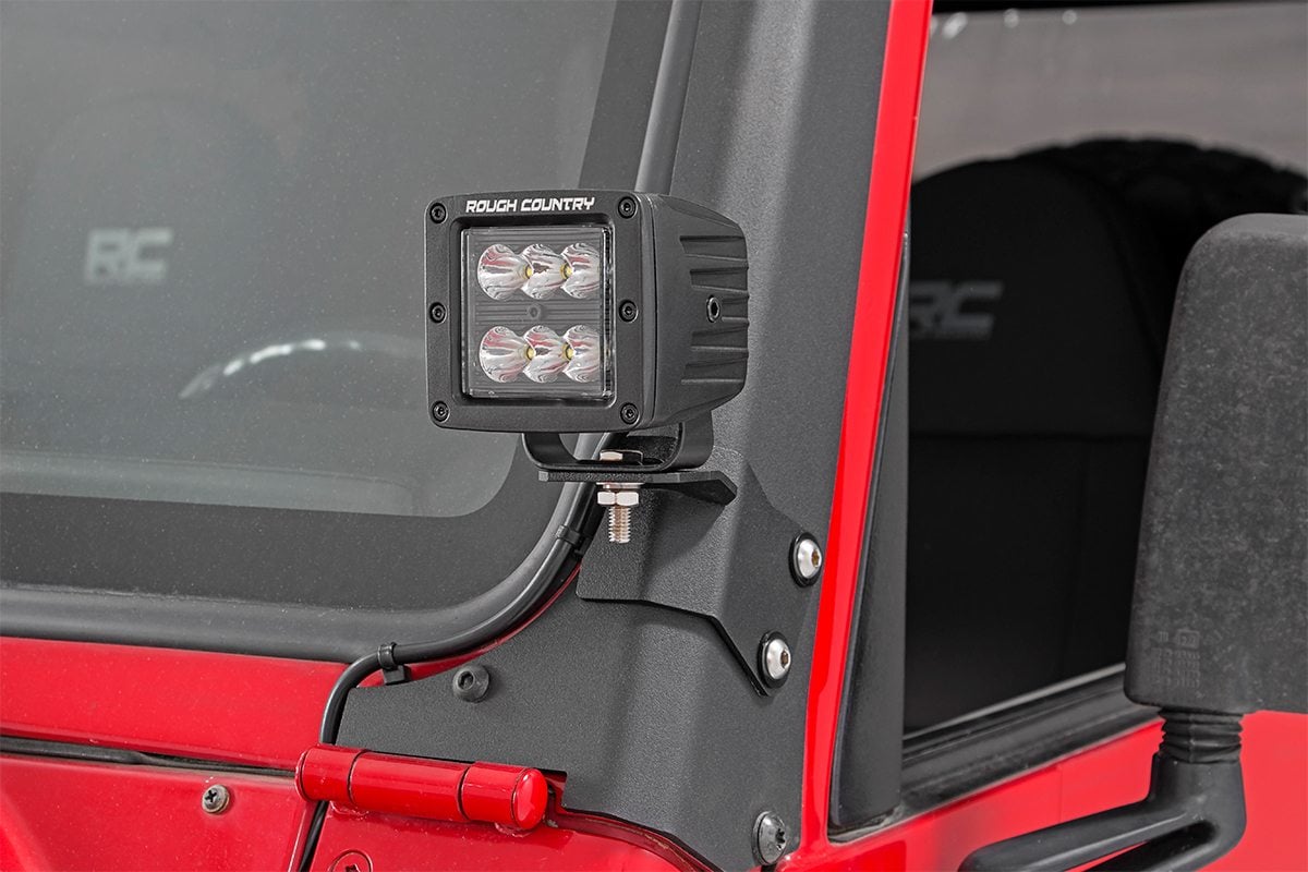 Rough Country LED Light Mount Lower A-Pillar Pod Jeep Wrangler TJ (97-06)/Wrangler Unlimited (04-06)