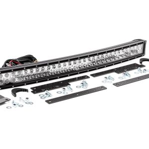 Rough Country LED Light Kit Behind Grille Mount 30″ Black Dual Row White DRL Chevy Silverado 1500 (14-15)