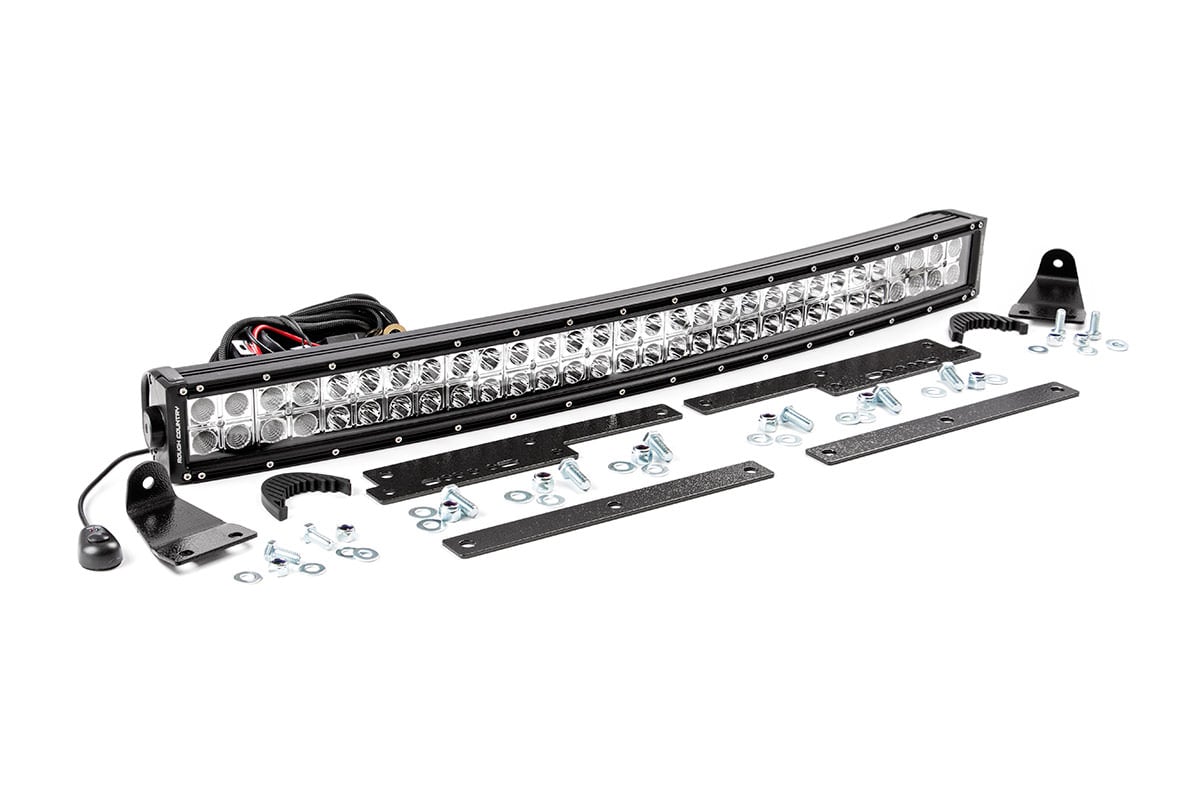 Rough Country LED Light Kit Behind Grille Mount 30″ Black Dual Row White DRL Chevy Silverado 1500 (14-15)