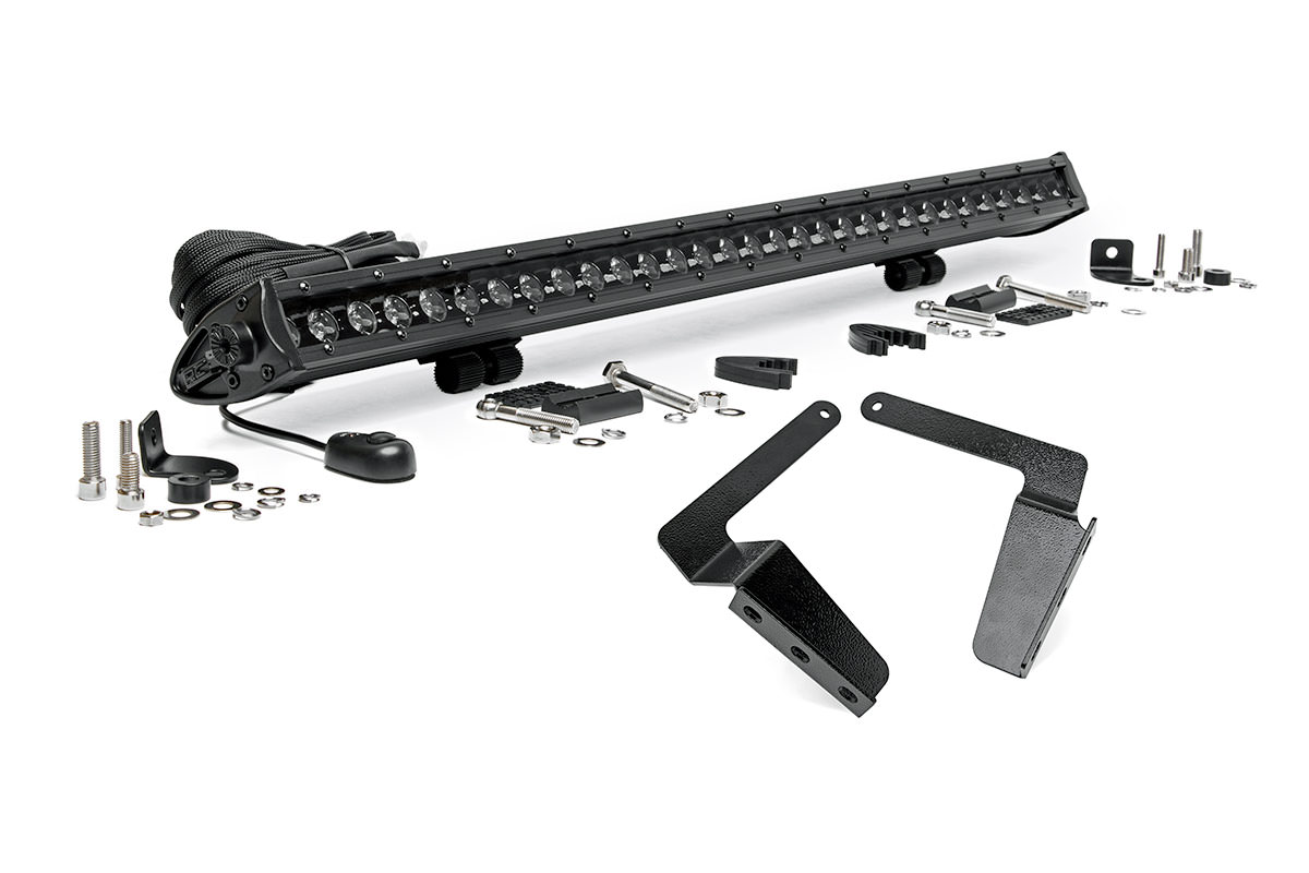 Rough Country LED Light Kit Bumper Mount 30″ Black Single Row Toyota Tundra (14-21)