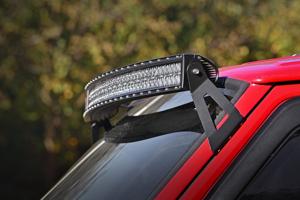 Rough Country LED Light Mount Upper Windshield 50″ Curved Jeep Cherokee XJ (84-01)