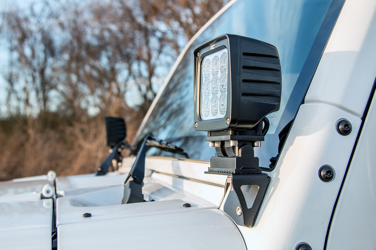 Rough Country Light Mounts Lower Windshield Jeep Wrangler JK/Wrangler Unlimited (07-18)