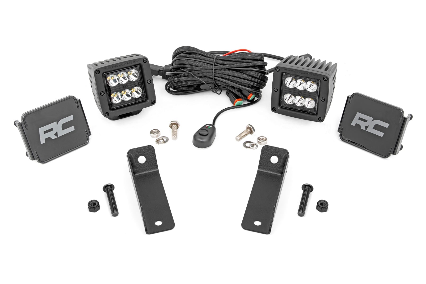 Rough Country LED Light Kit Rear Mount 2″ Black Pair Spot Can-Am Maverick Sport 1000R