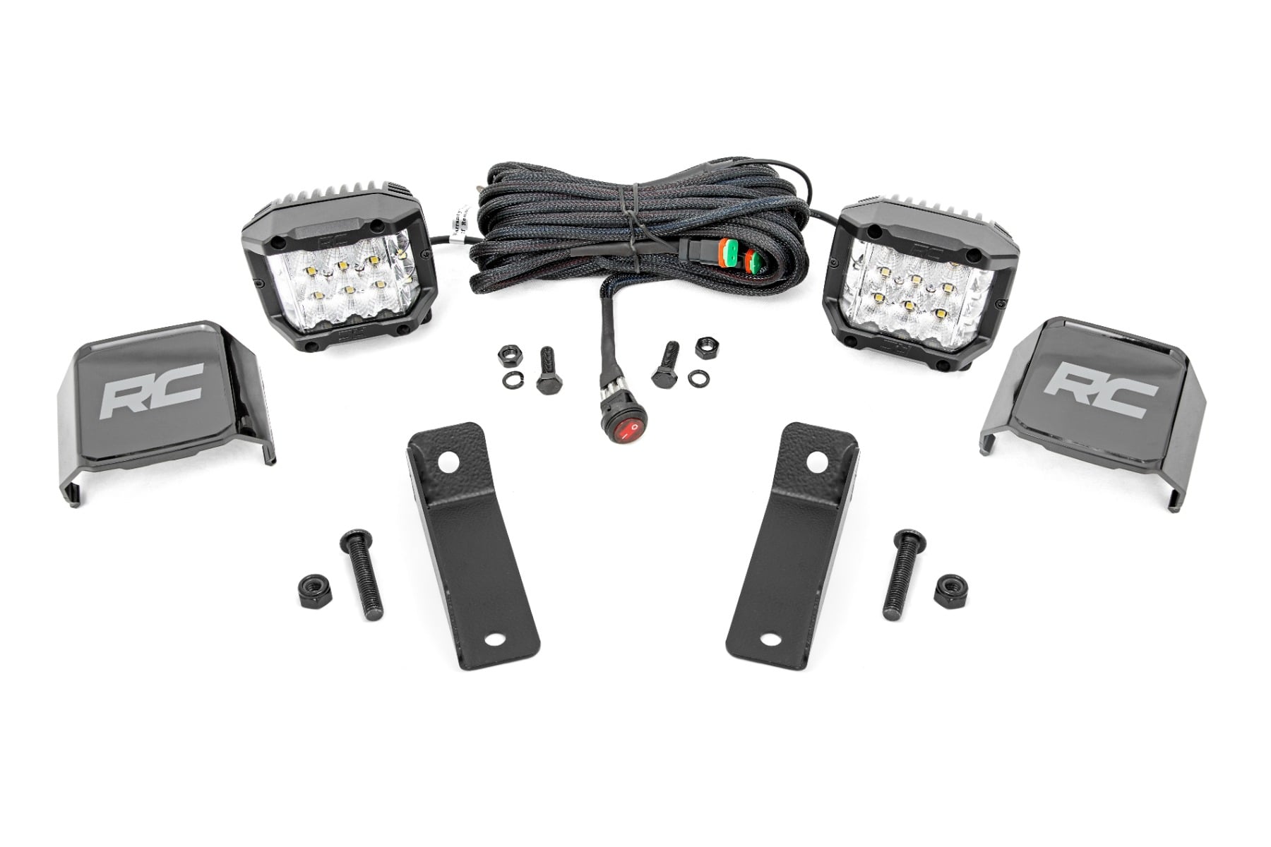 Rough Country LED Light Kit Rear Mount 2″ Chrome Pair Wide Angle Can-Am Maverick Sport 1000R