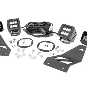 Rough Country LED Light Kit Fog Mount 2″ Black Pair Spot Nissan Frontier (05-20)