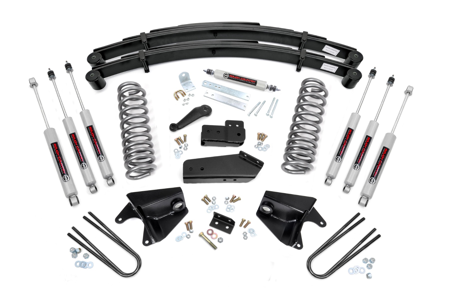 Rough Country 4 Inch Lift Kit Quad Front Shocks Rear Springs Ford Bronco 4WD (80-96)