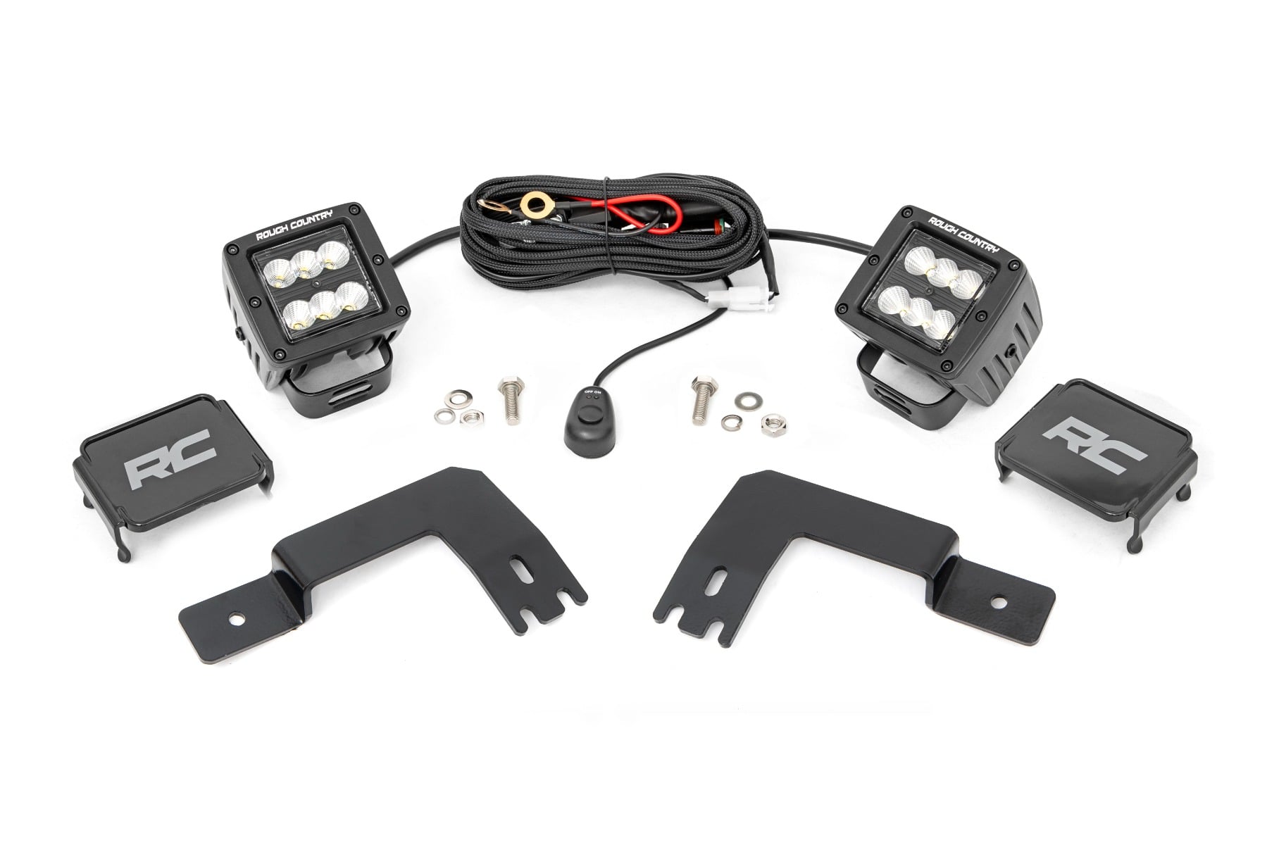 Rough Country LED Light Under Bed Mount 2″ Black Pair Flood Polaris XPEDITION ADV 5