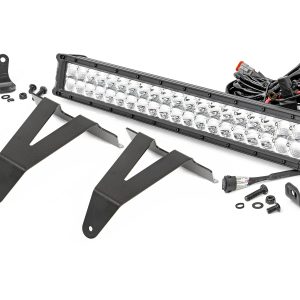 Rough Country LED Light Kit Bumper Mount 20″ Chrome Dual Row Amber DRL Ram 1500 (19-24)