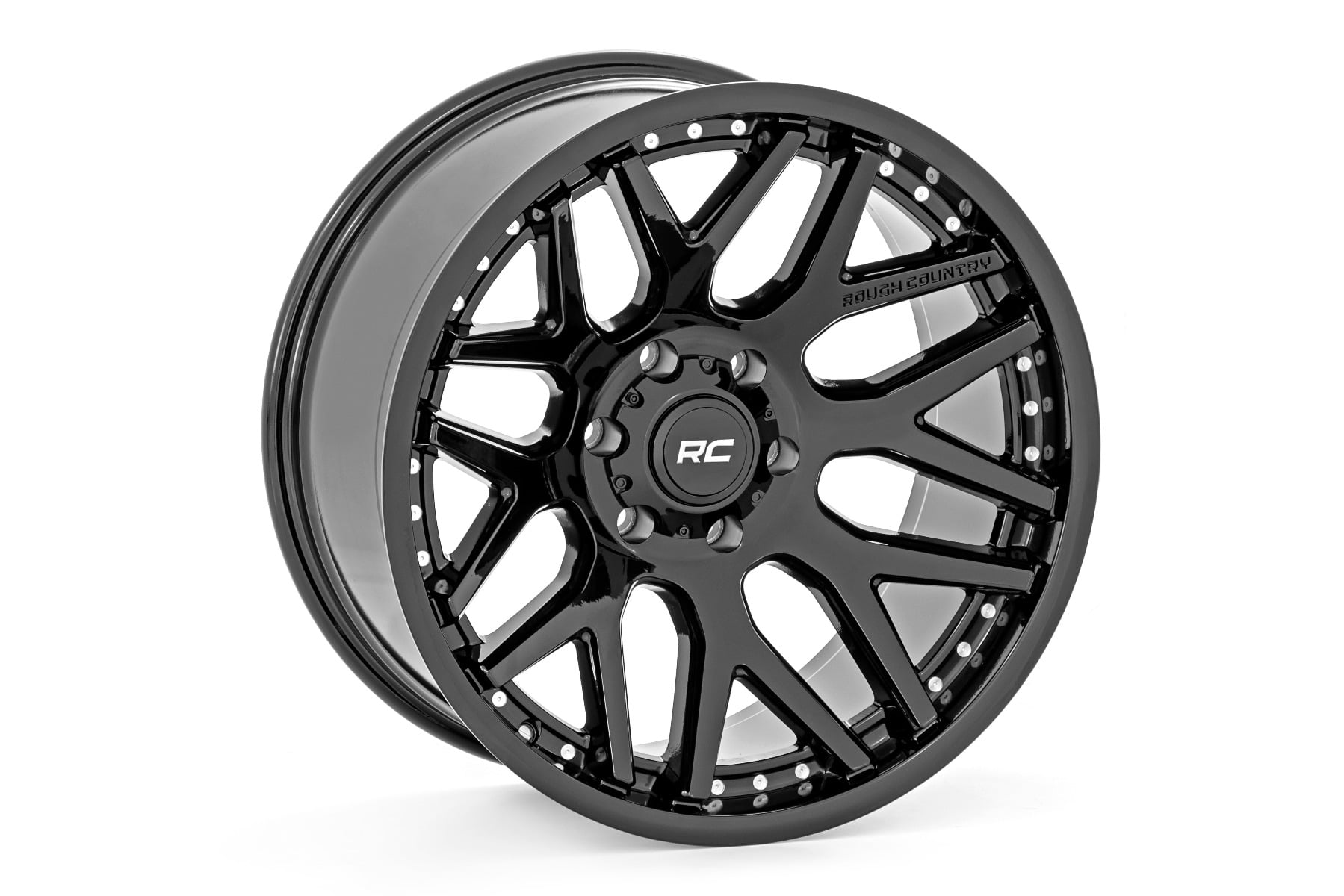 Rough Country 95 Series Wheel One-Piece Gloss Black 22x10 6x5.5 -25mm