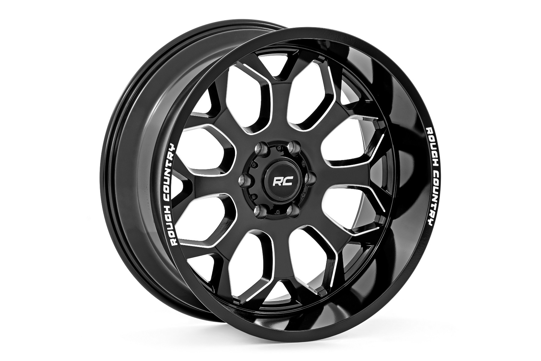 Rough Country 96 Series Wheel One-Piece Gloss Black 20x10 8x6.5 -19mm