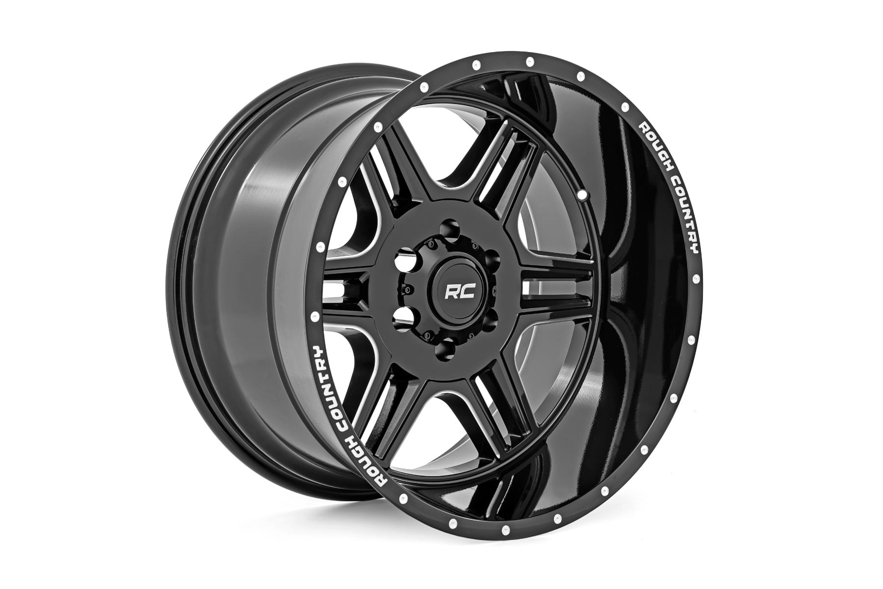 Rough Country 92 Series Wheel Machined One-Piece Gloss Black 20x12 6x5.5 -44mm
