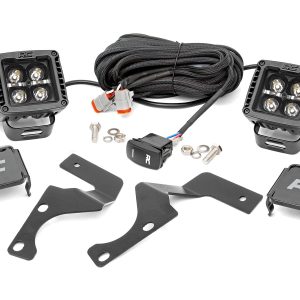Rough Country LED Light Kit Ditch Mount 2″ Black Pair White DRL Toyota 4Runner (10-24)