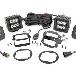 Rough Country LED Light Kit Fog Mount 2″ Black Pair Jeep Wrangler JK/Wrangler Unlimited (10-18)