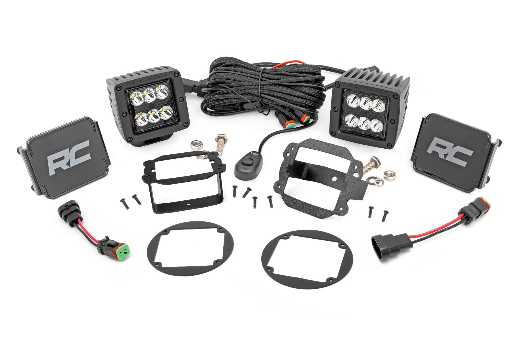 Rough Country LED Light Kit Fog Mount 2″ Black Pair Jeep Wrangler JK/Wrangler Unlimited (10-18)