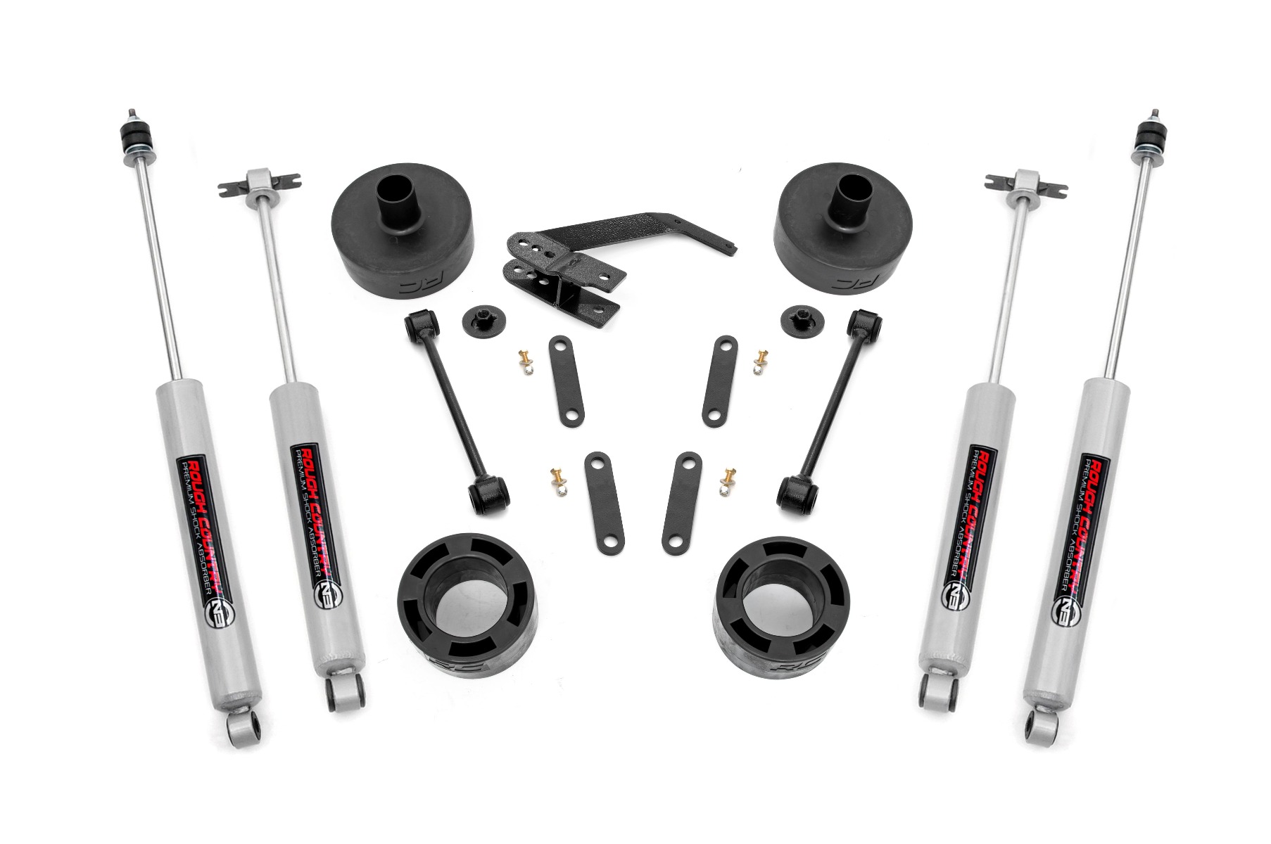 Rough Country 2.5 Inch Lift Kit Spacers N3 Jeep Wrangler JK/Wrangler Unlimited (07-18)
