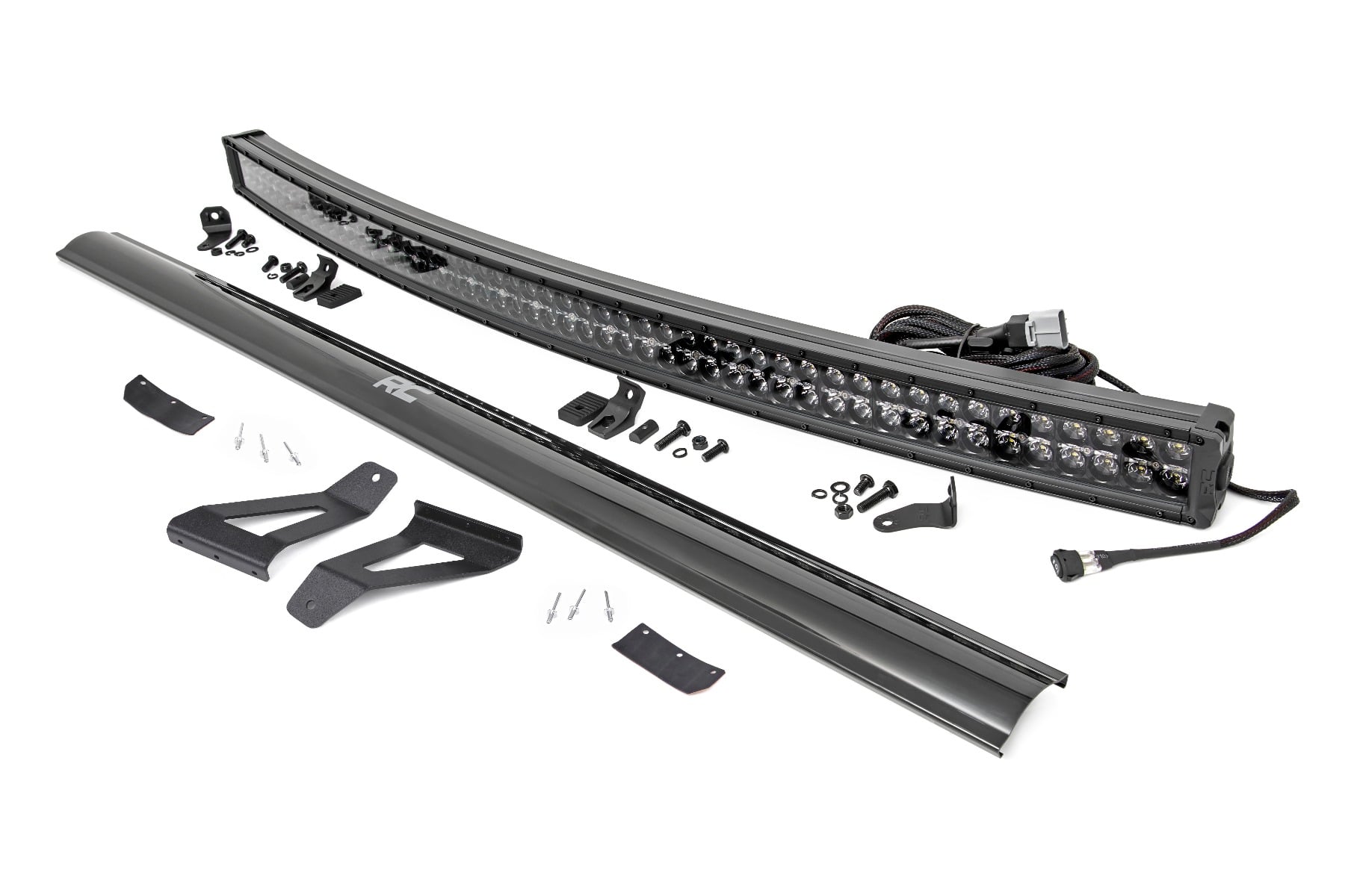 Rough Country LED Light Kit Windshield Mount 50″ BLK Dual Row White DRL Jeep Cherokee XJ (84-01)