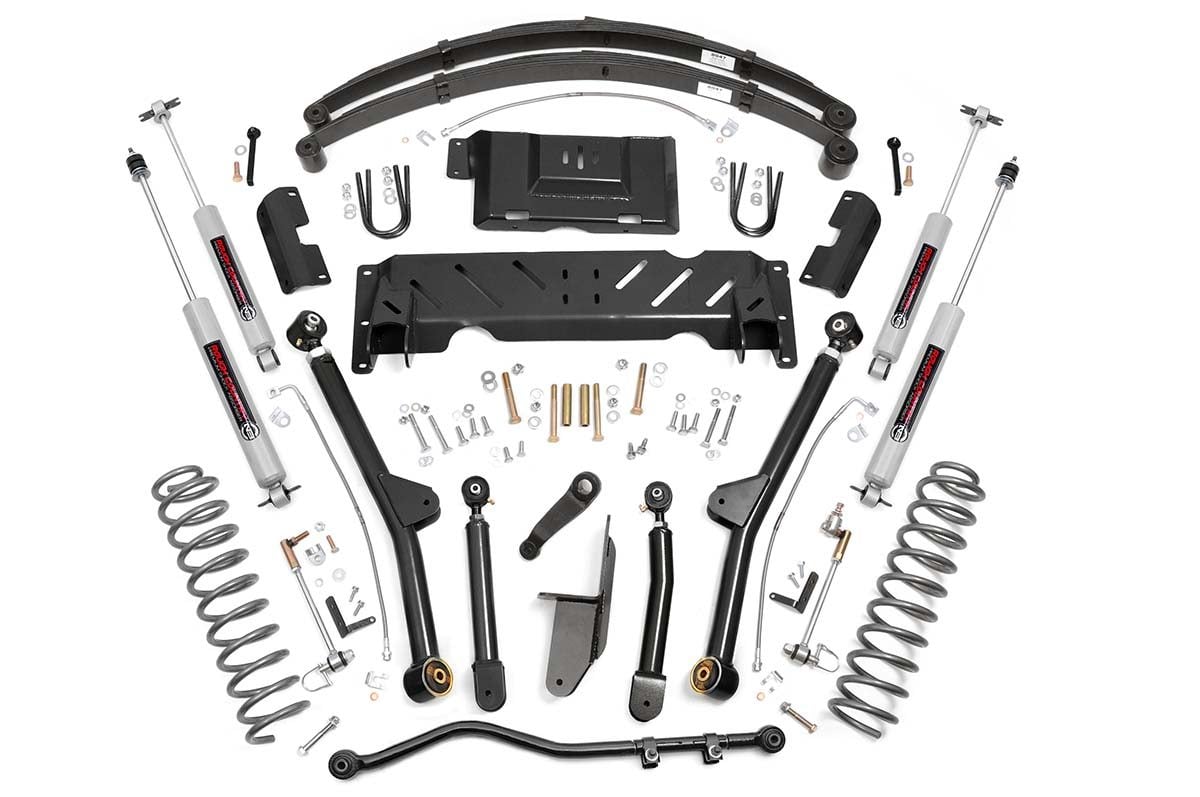 Rough Country 4.5 Inch Lift Kit Long Arm RR Leafs NP242 Jeep Cherokee XJ 4WD (84-01)
