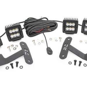 Rough Country LED Light Kit Ditch Mount Dual 2″ Black Pairs Spot Toyota Tundra (14-21)