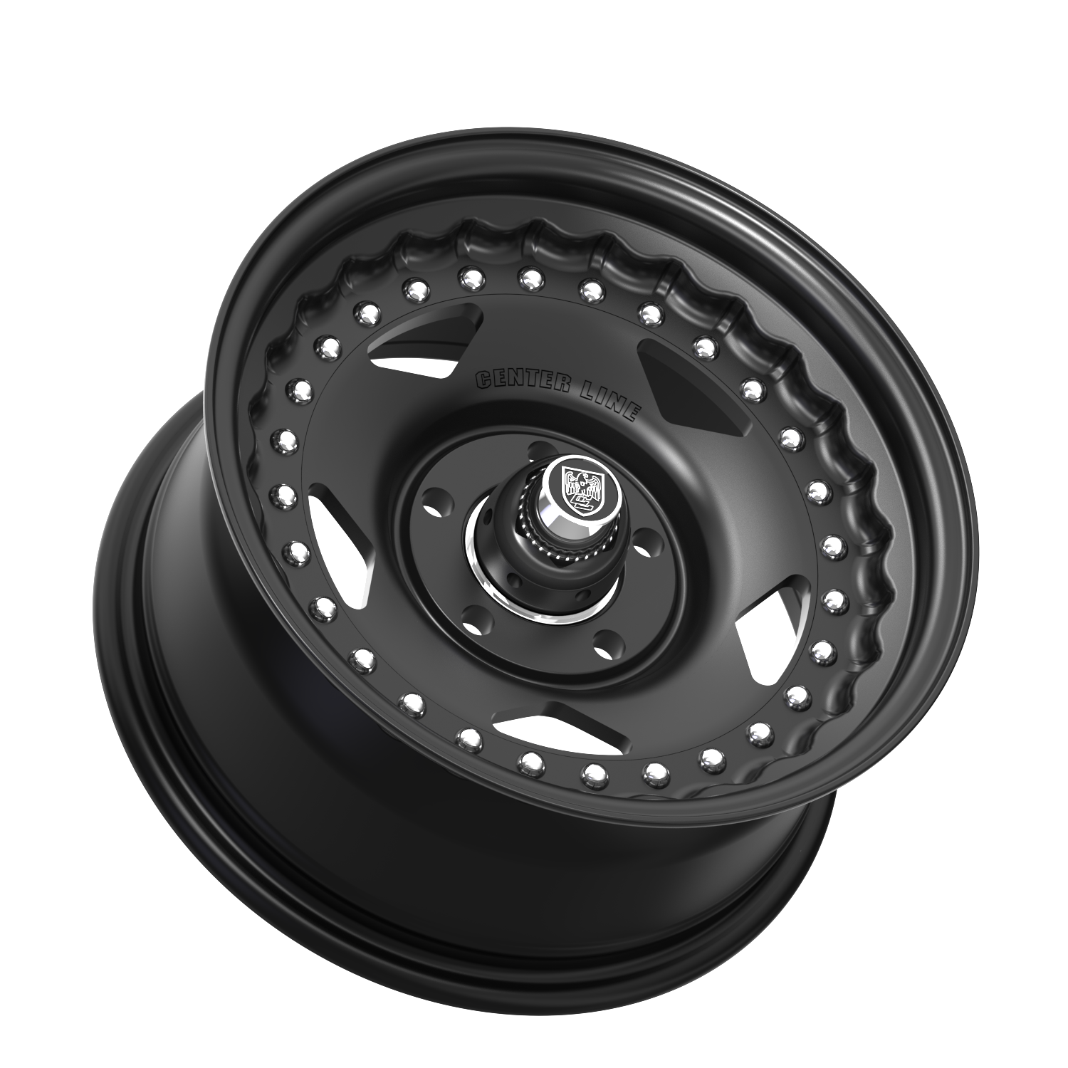 Center Line Convo Pro 2.0 15X7 5x4.75 Satin Black Center with Satin Black Convo Lip