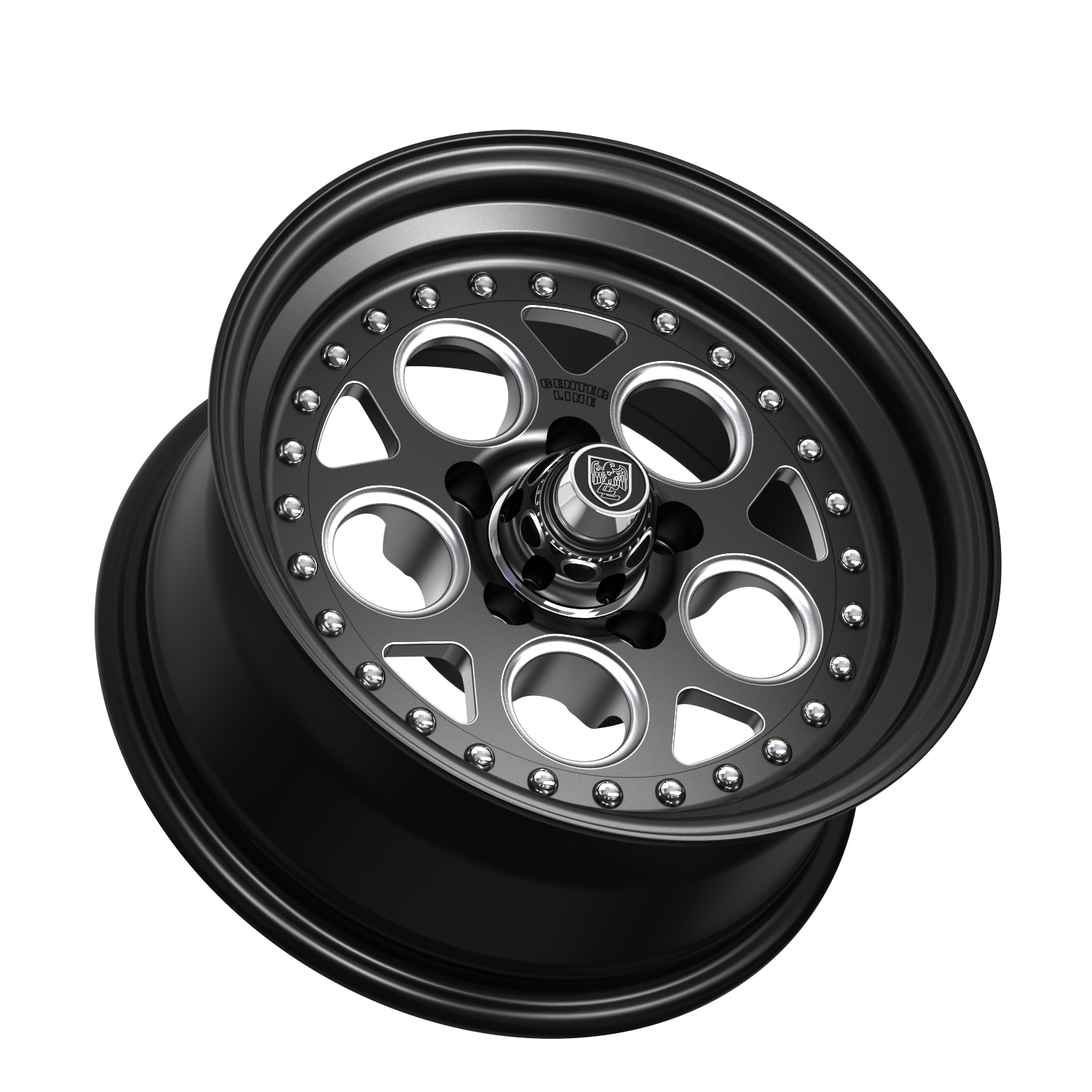 Center Line Rev 2.0 15X7 5X4.50 Satin Black Center with Satin Black Step Lip and Milled Windows