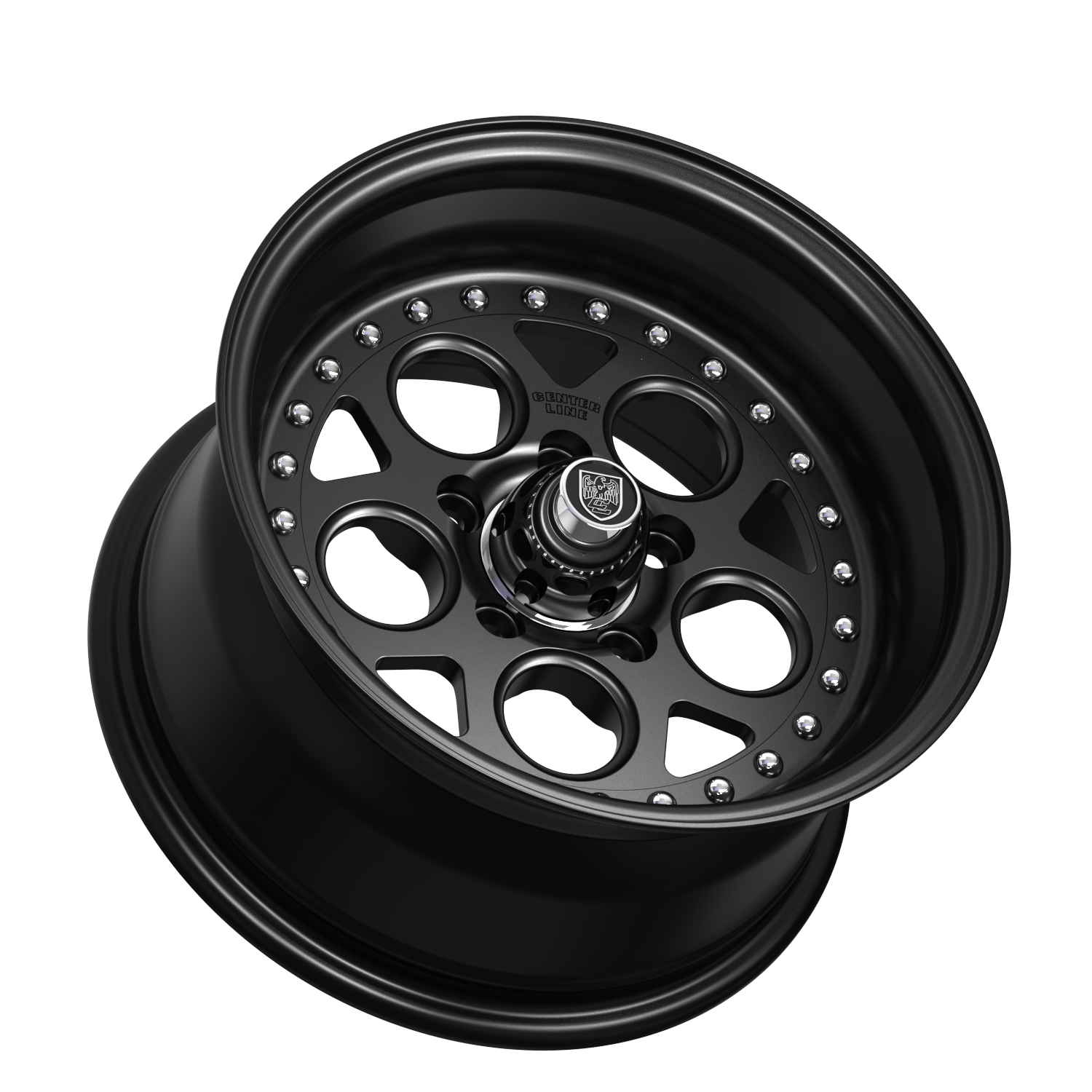 Center Line Rev 2.0 15x8 5X4.50 Satin Black Center with Satin Black Step Lip