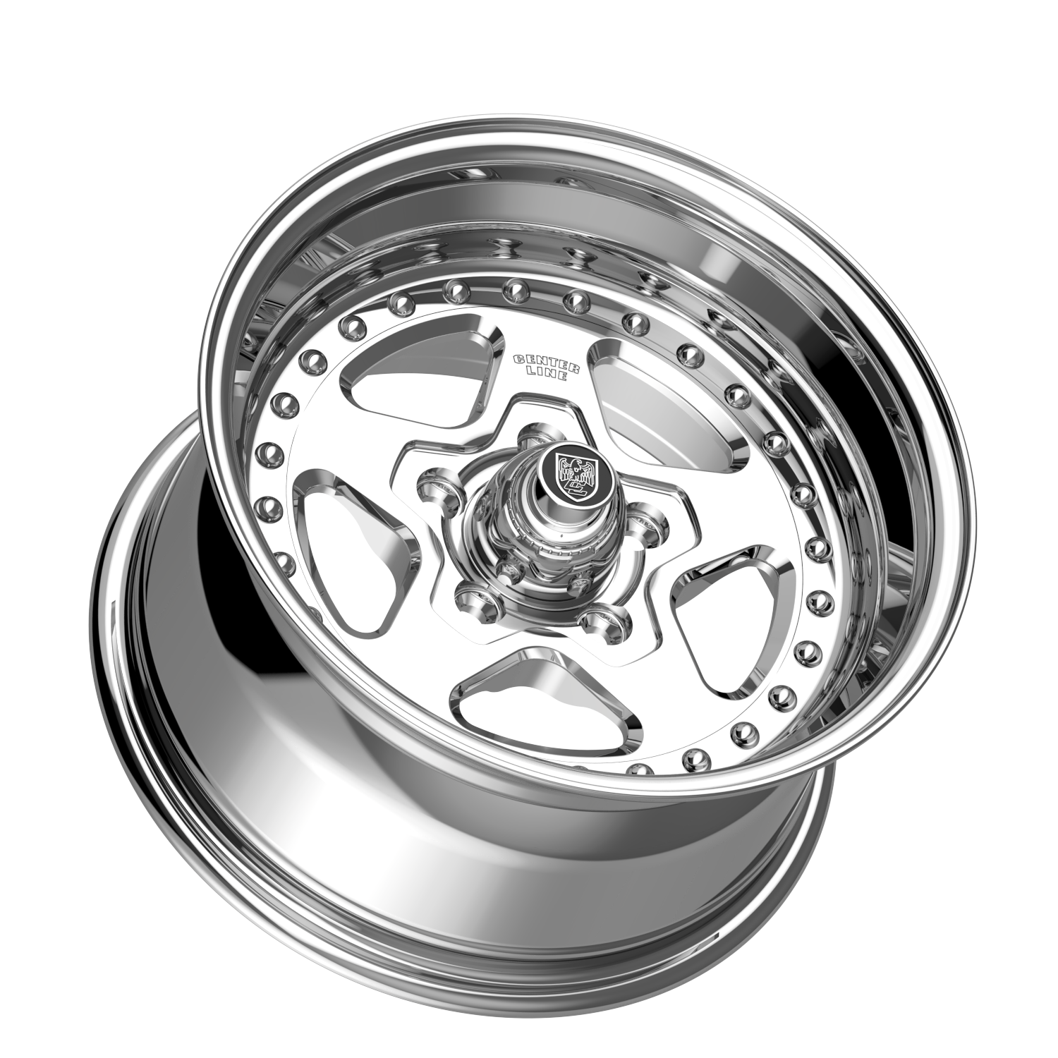 Center Line Telstar 2.0 15x8 5x4.75 Polish Center with Polished Step Lip