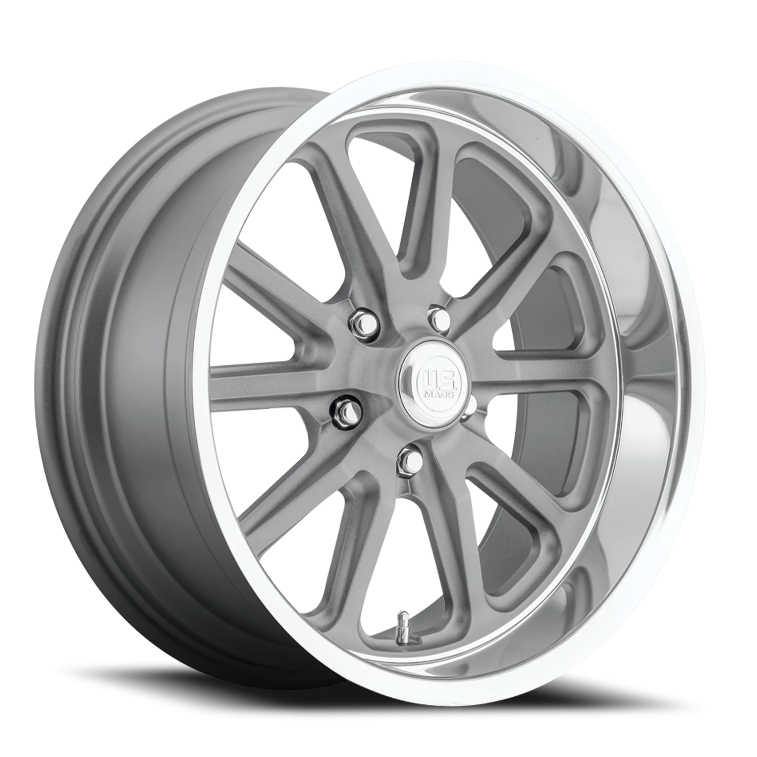 US MAGS RAMBLER U111 18X8 5X127 OFFSET 1MM CB78 TEXTURE GRAY DIAMOND CUT LIP
